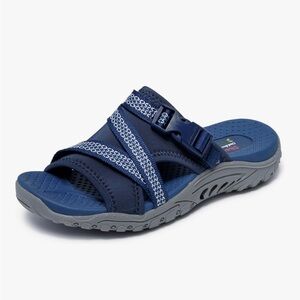 Skechers Reggae Slide Sandals Size 9 Machine Washable Adjustable Straps‎ B14A